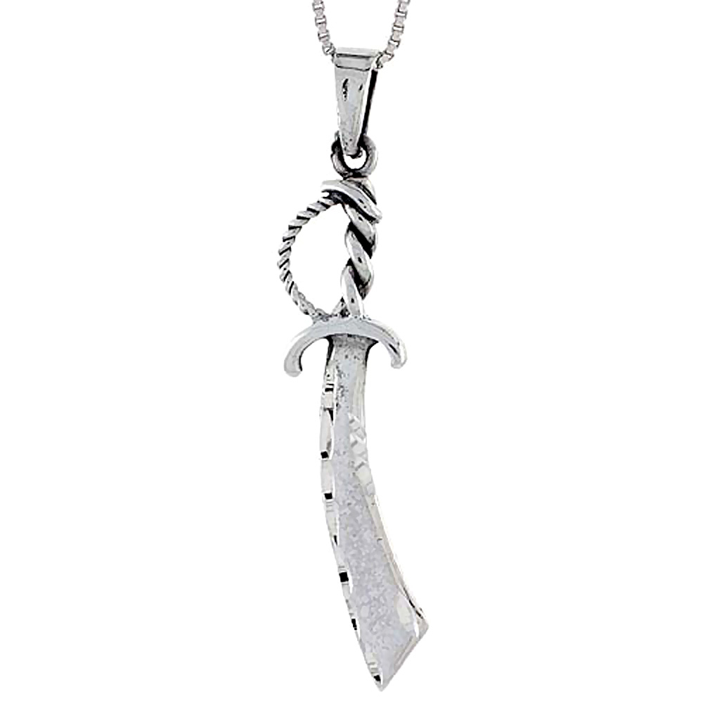 Sterling Silver Sword Pendant 2 1/8 inch tall