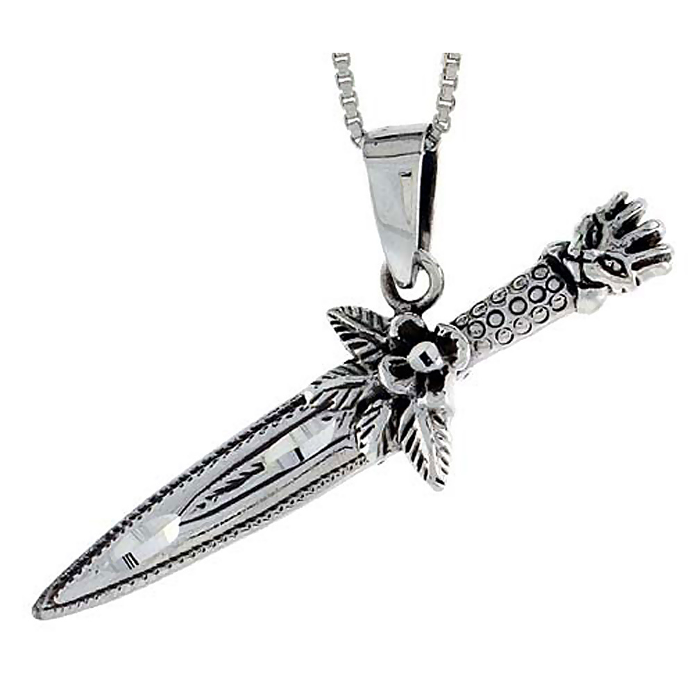 Sterling Silver Knife Pendant 1 5/8 inch in width