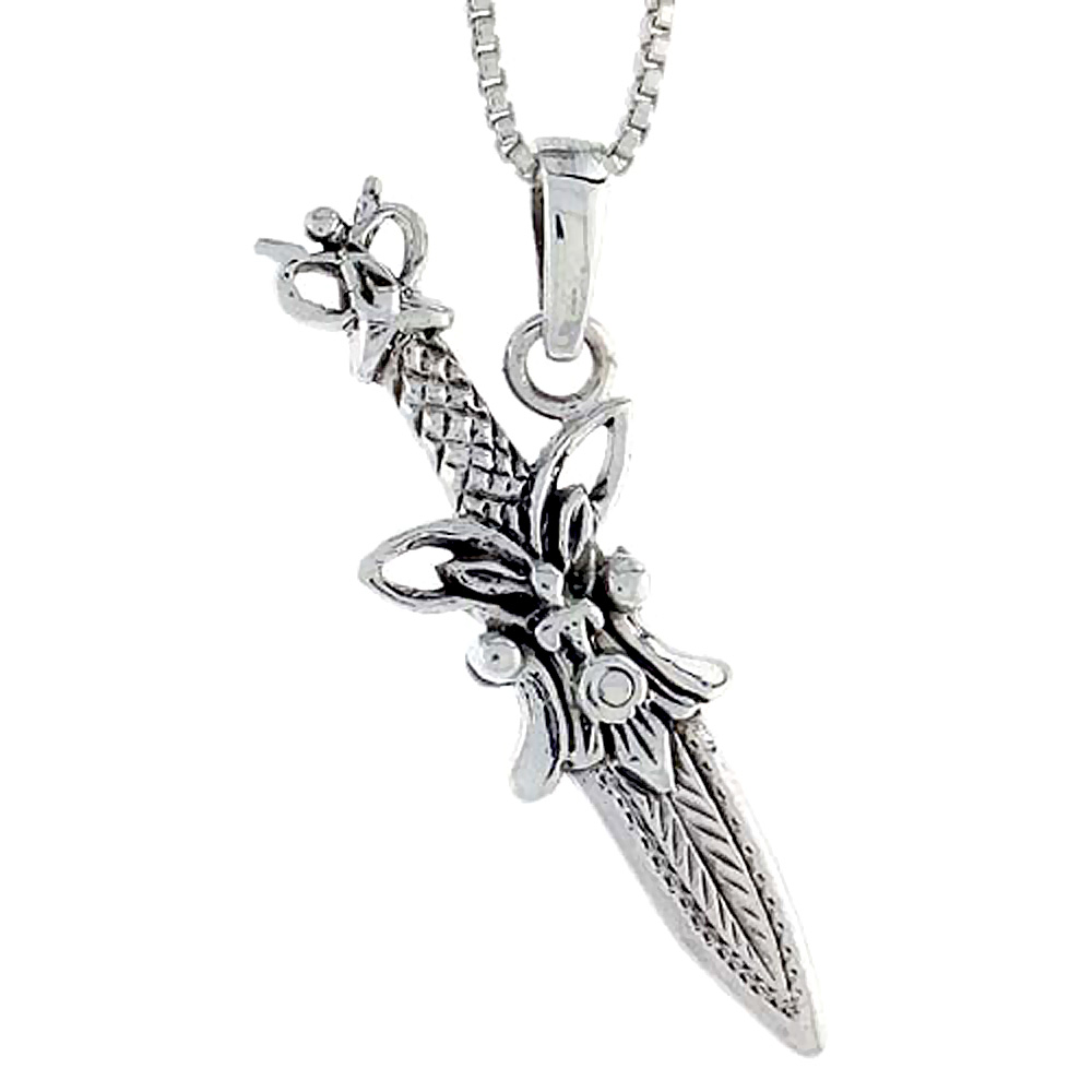 Sterling Silver Knife Pendant 1 1/4 inch in width