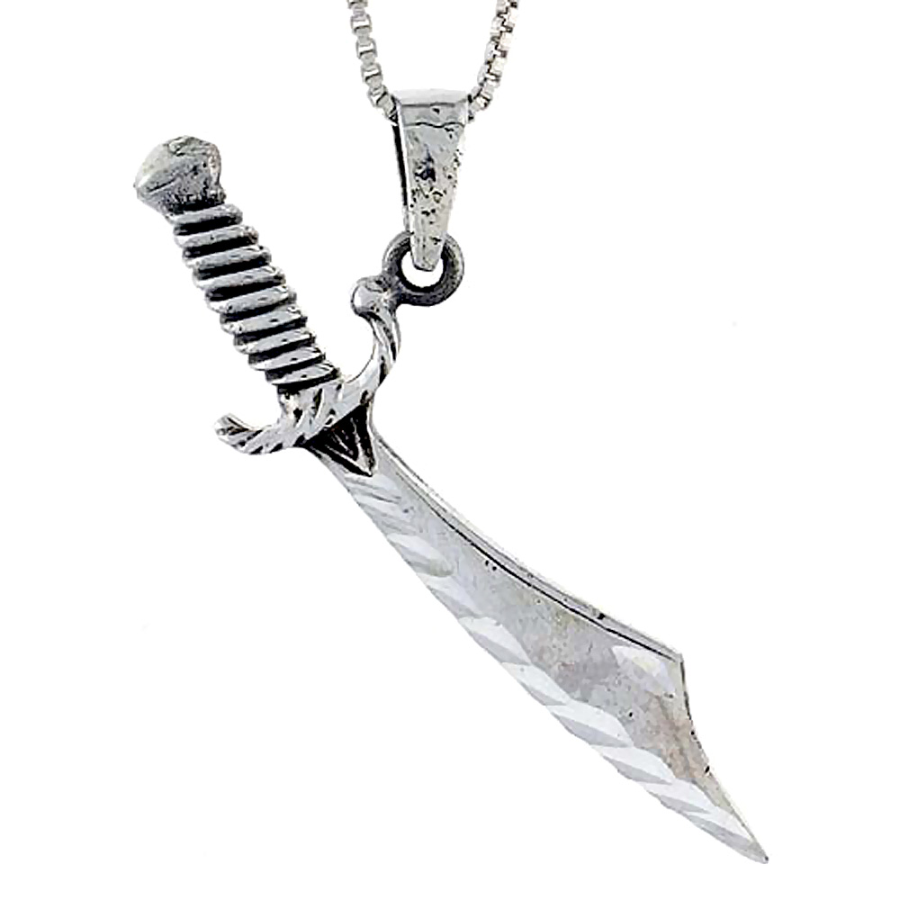 Sterling Silver Sword Pendant 1 3/4 inch in width
