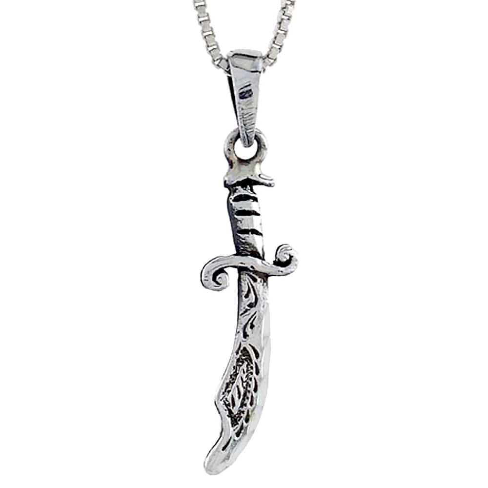 Sterling Silver Sword Pendant 7/8 inch in width