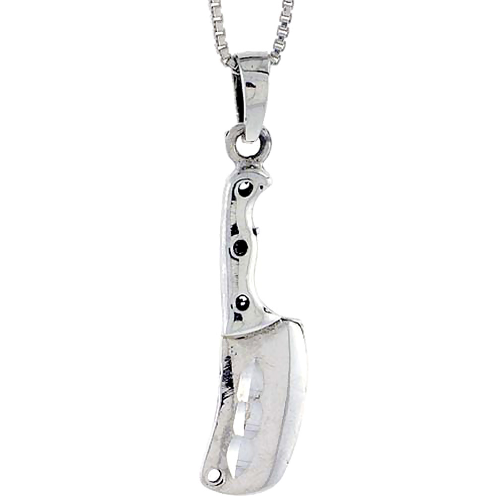 Sterling Silver Cleaver Pendant 1 3/4 inch tall
