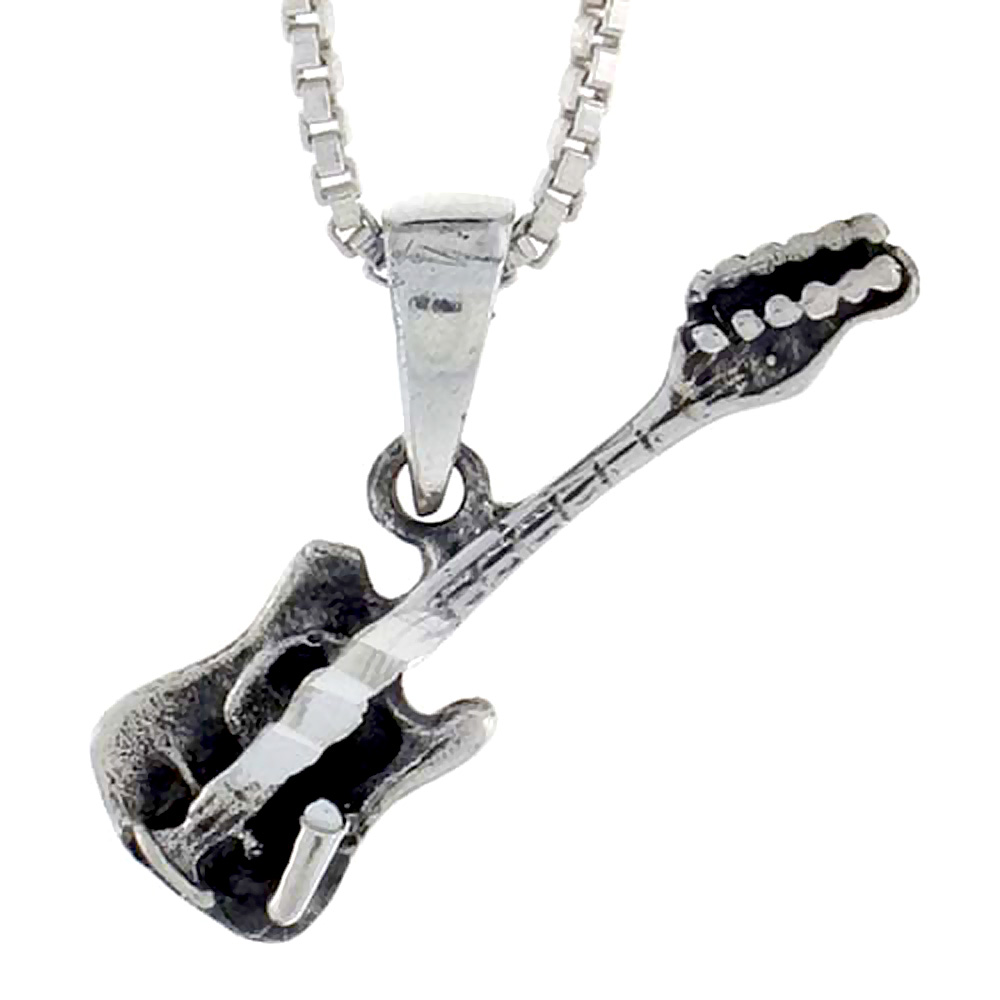 Sterling Silver Guitar Pendant 3/4 inch tall