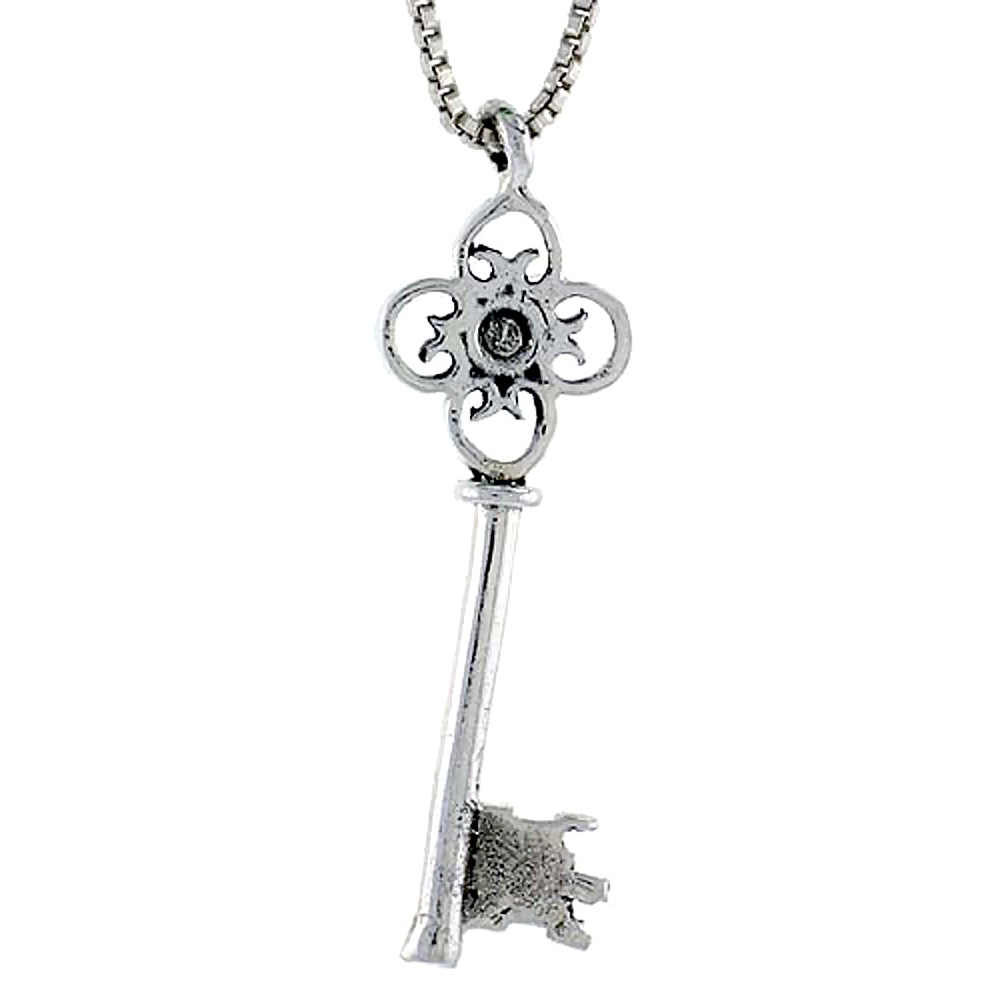 Sterling Silver Key Pendant 1 1/4 inch tall