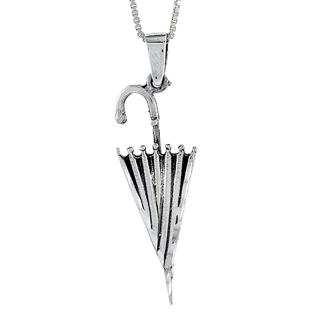 Sterling Silver Umbrella Pendant 1 1/2 inch tall