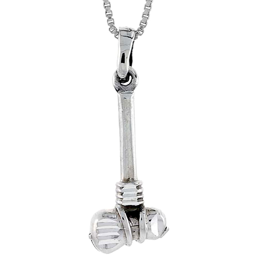 Sterling Silver Native American Stone Tomahawk Pendant 7/8 inch tall