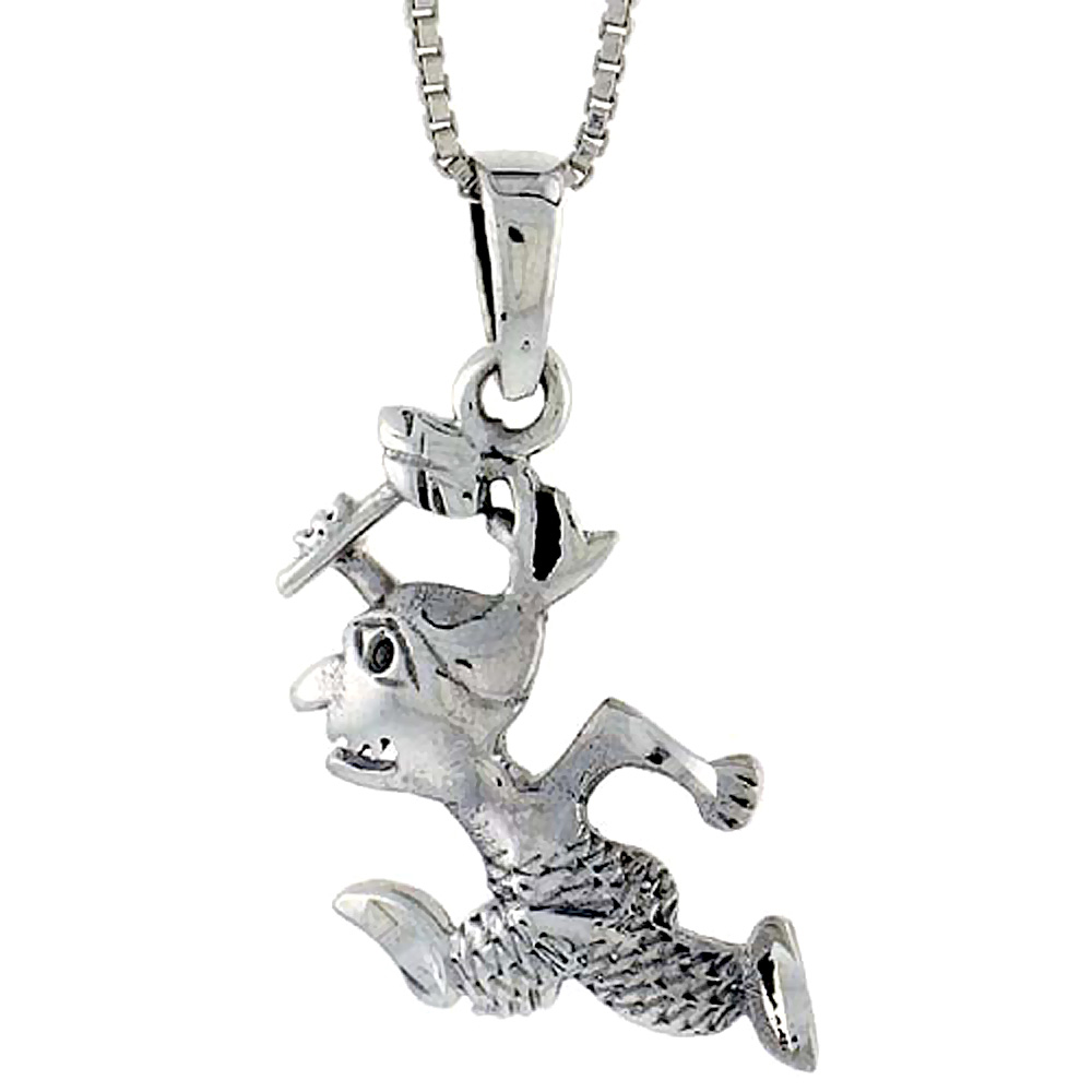 Sterling Silver Native American Warrior Caricature Pendant 1 inch tall