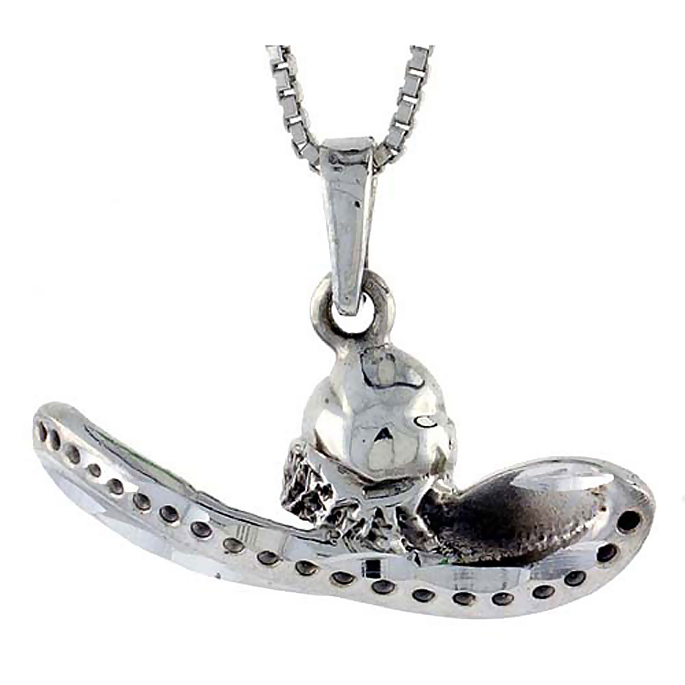 Sterling Silver Sombrero (Mexican Hat) Pendant 1 1/16 inch tall