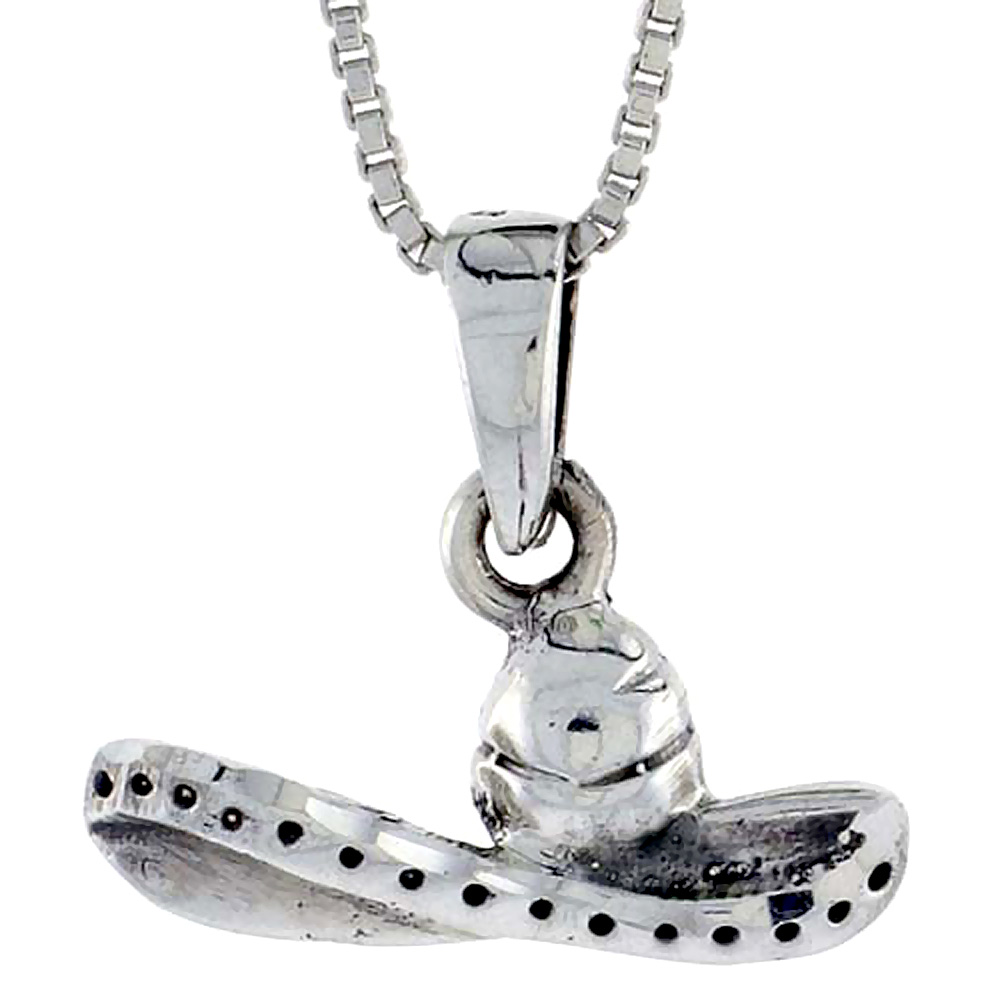 Sterling Silver Sombrero (Mexican Hat) Pendant 3/4 inch tall