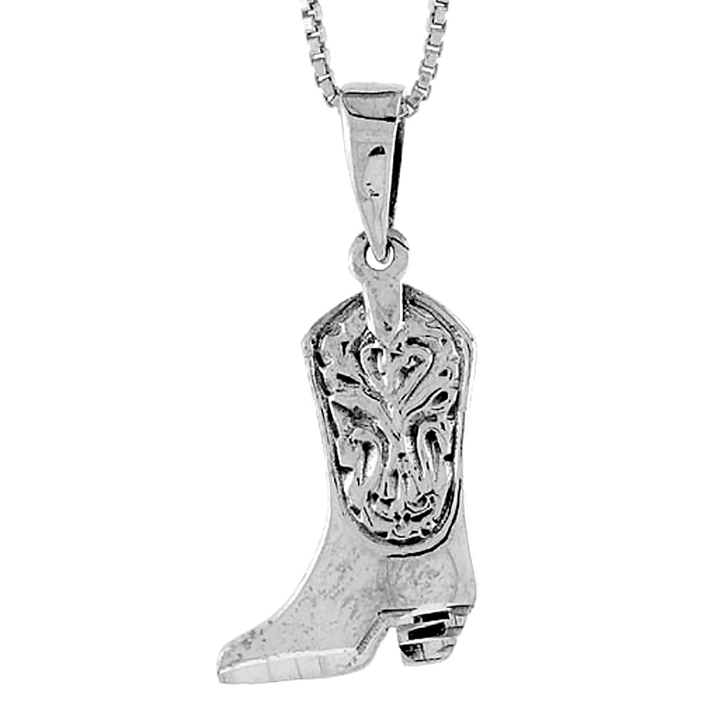 Sterling Silver Cowboy Boot Pendant 3/4 inch tall
