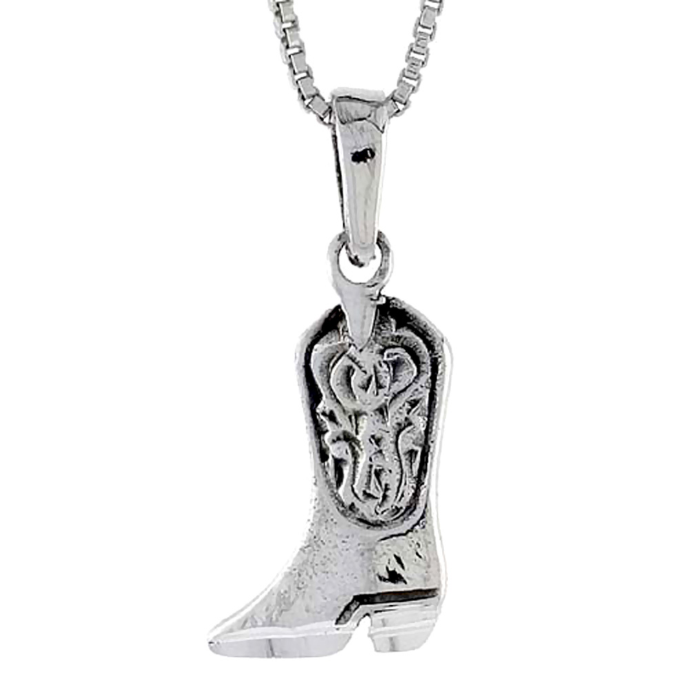Sterling Silver Cowboy Boot Pendant 5/8 inch tall