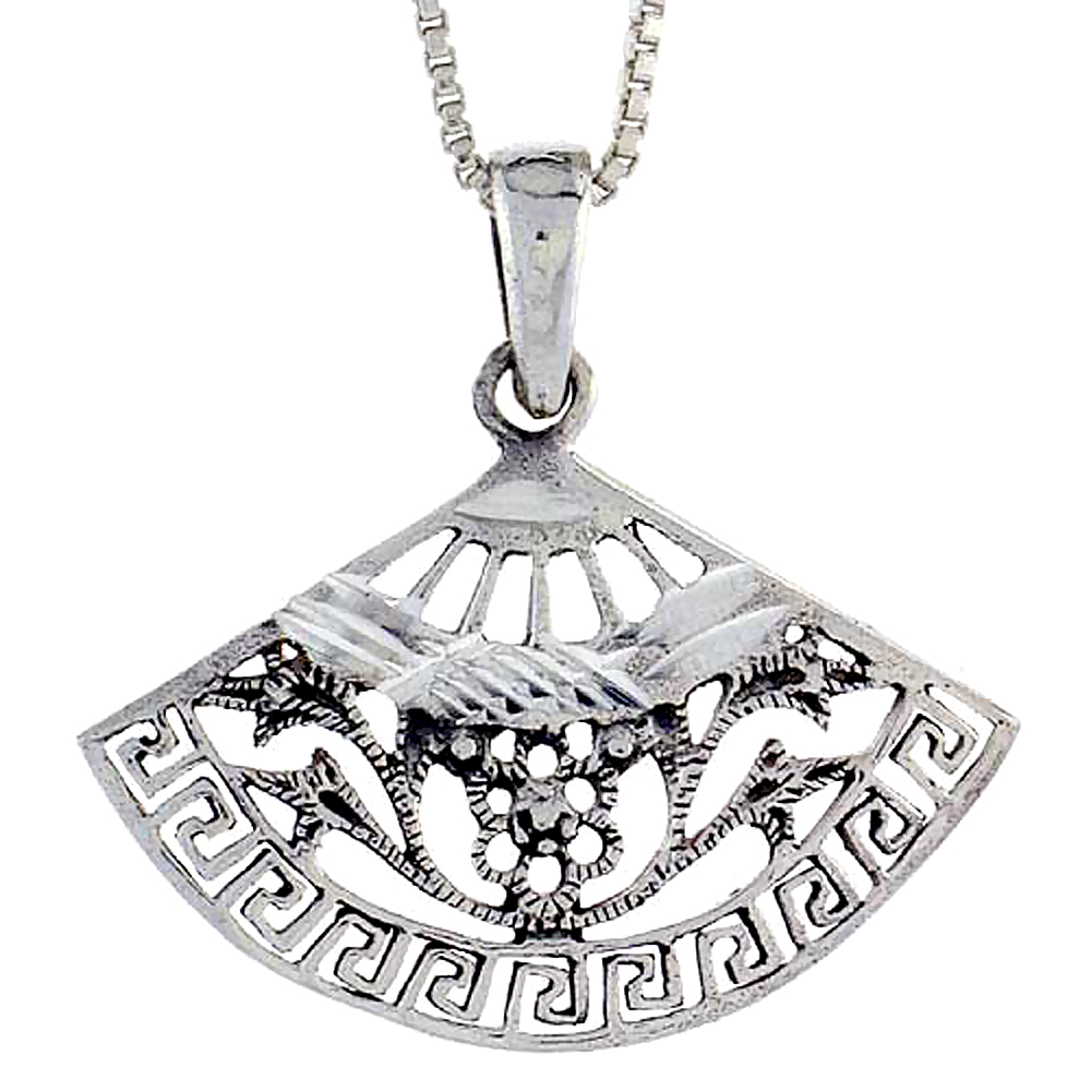 Sterling Silver Fan Pendant 1 1/8 inch tall