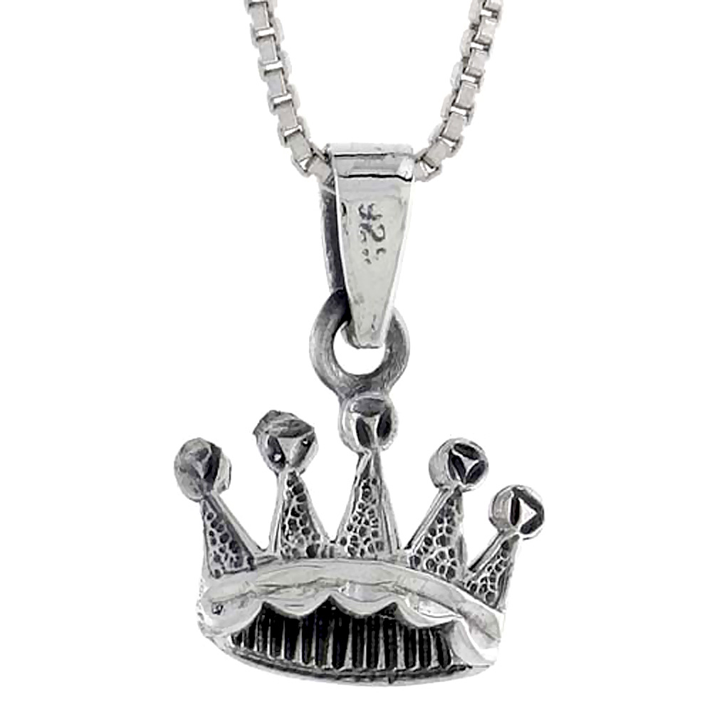 Sterling Silver Crown Pendant 1/2 inch tall