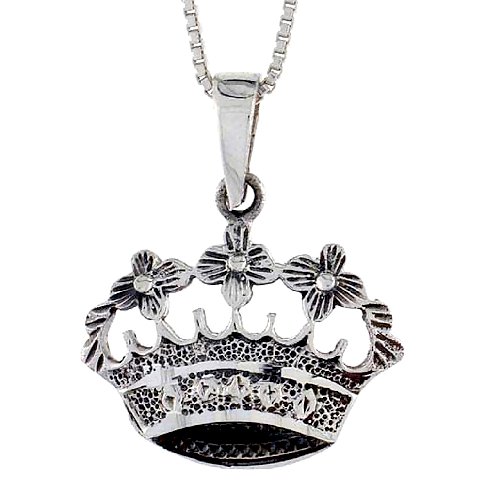 Sterling Silver Crown Pendant 3/4 inch tall