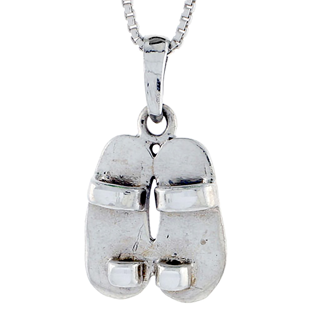 Sterling Silver Slippers Pendant 5/8 inch tall