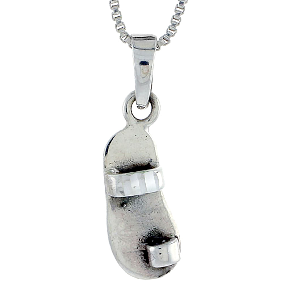 Sterling Silver Slippers Pendant 5/8 inch tall