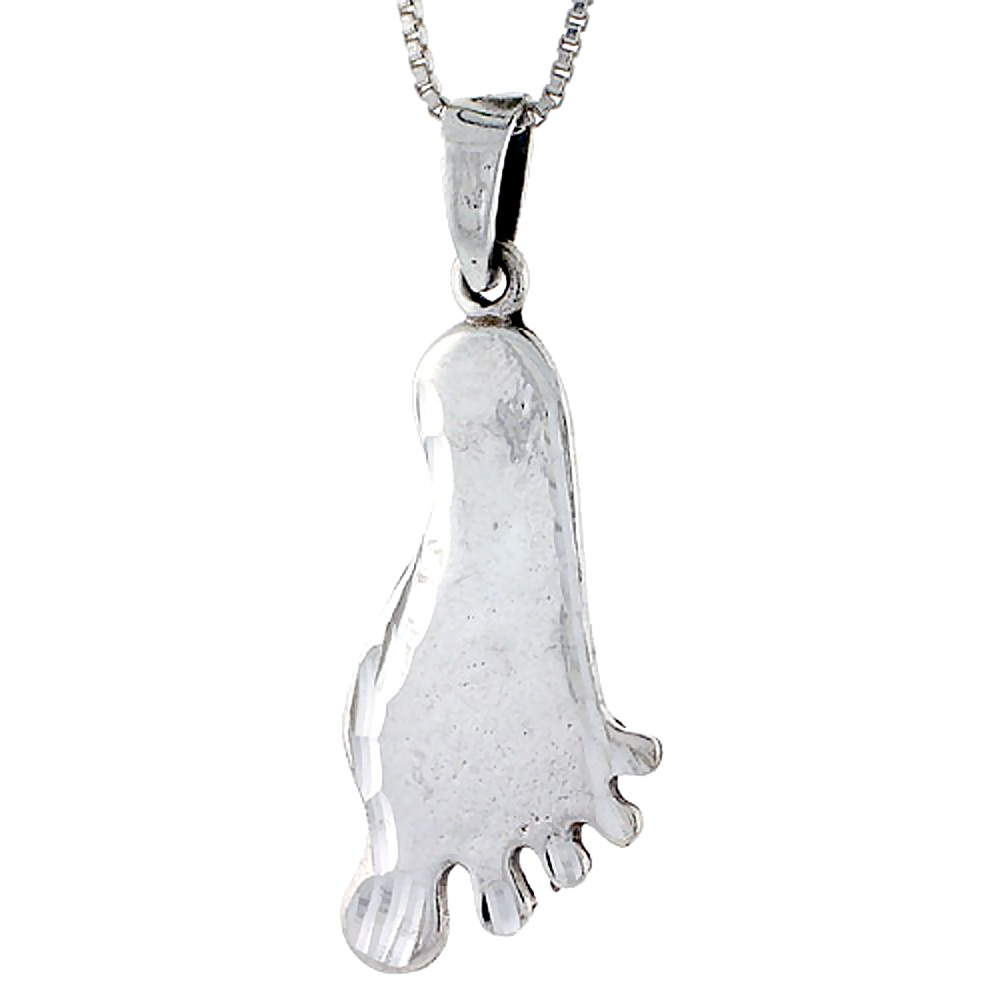 Sterling Silver Footprint Pendant 1 1/8 inch tall