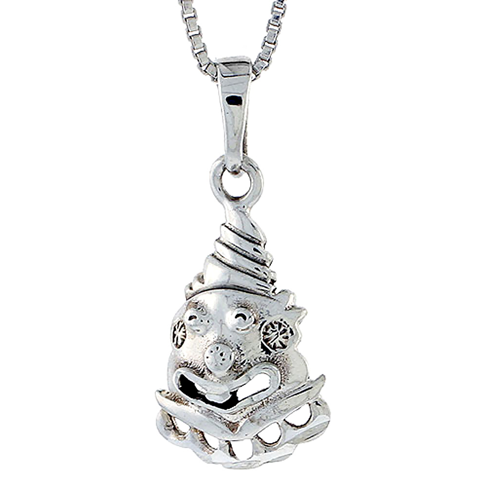 Sterling Silver Crying Clown Pendant 3/4 inch tall