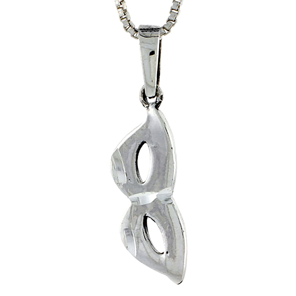 Sterling Silver Carnival Mask Pendant 3/4 inch tall