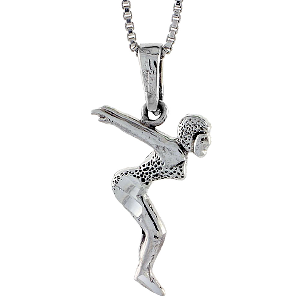 Sterling Silver Diver Pendant 1 inch tall