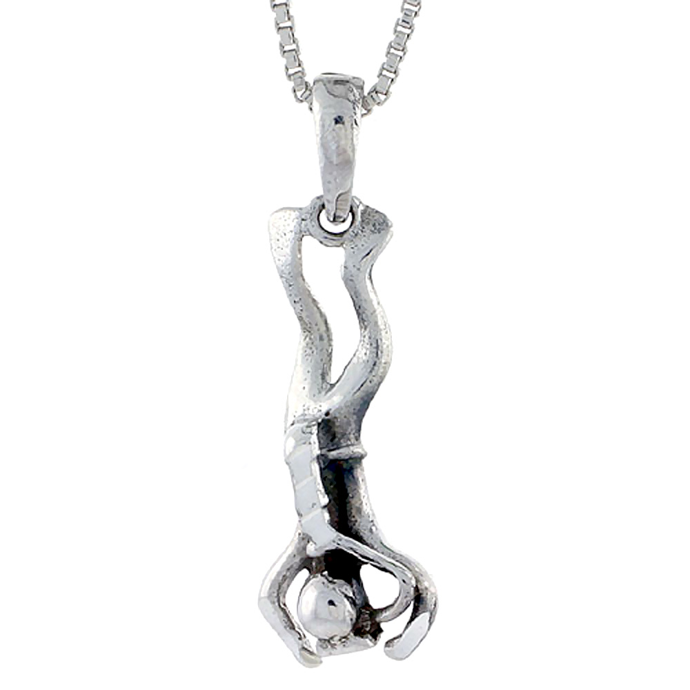 Sterling Silver Scuba Diver Pendant 1 1/8 inch tall