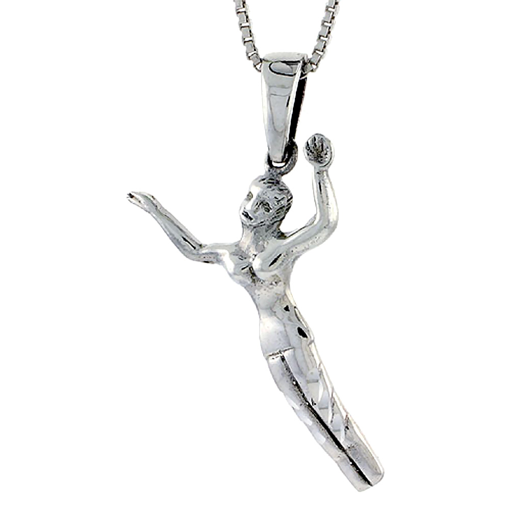 Sterling Silver Gymnast Pendant 1 3/8 inch tall