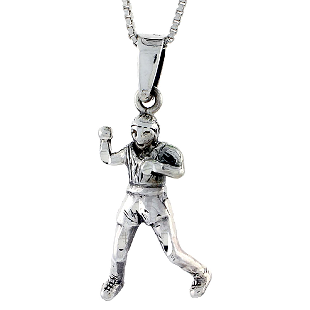 Sterling Silver Boxer Pendant 1 1/4 inch tall