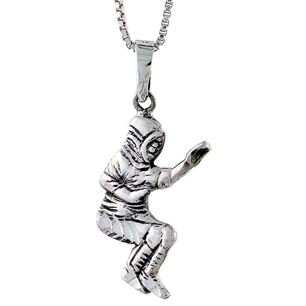 Sterling Silver Baseball Pendant 1 1/2 inch tall