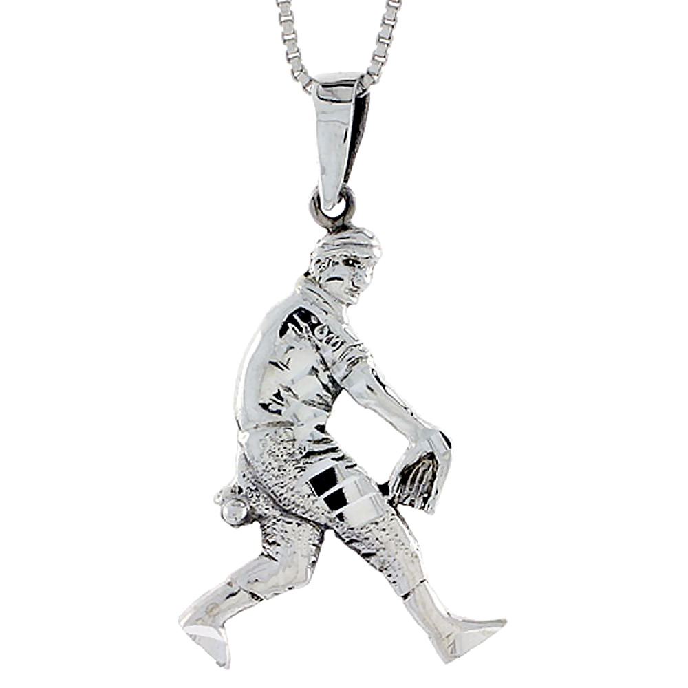 Sterling Silver Baseball Pendant 1 1/2 inch tall