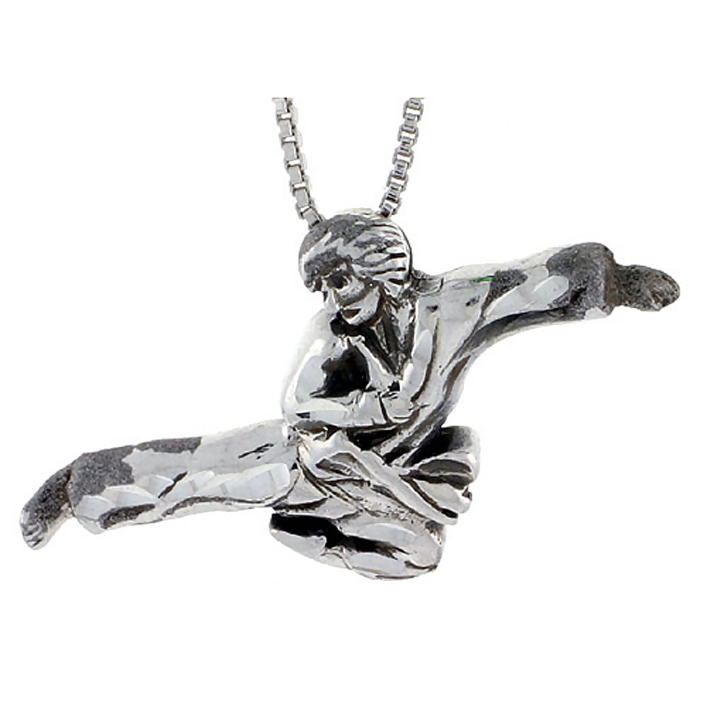 Sterling Silver Judo / Karate Pendant 3/4 inch tall