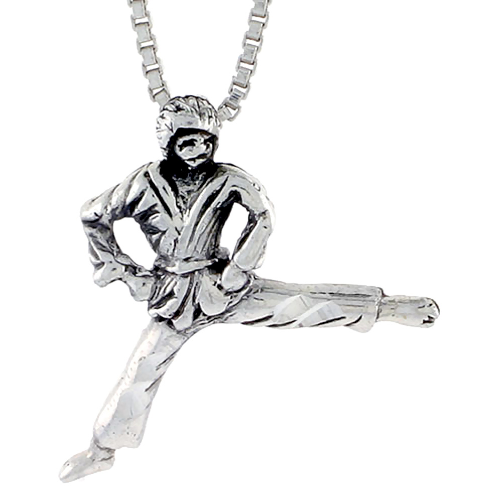 Sterling Silver Judo / Karate Pendant 3/4 inch tall