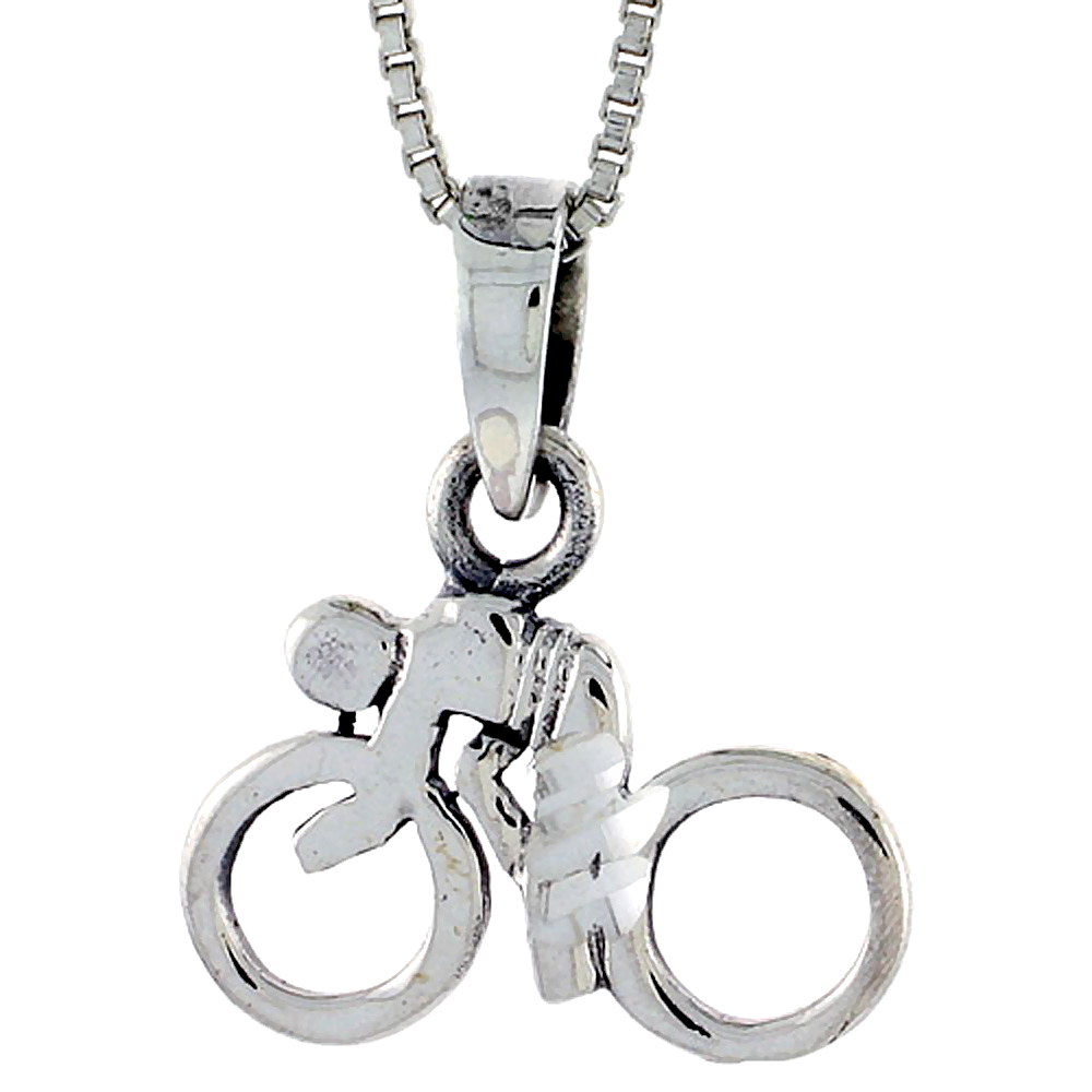 Sterling Silver Cyclist Pendant 7/8 inch