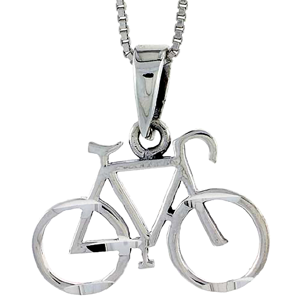 Sterling Silver Bicycle Pendant 1 1/16 inch