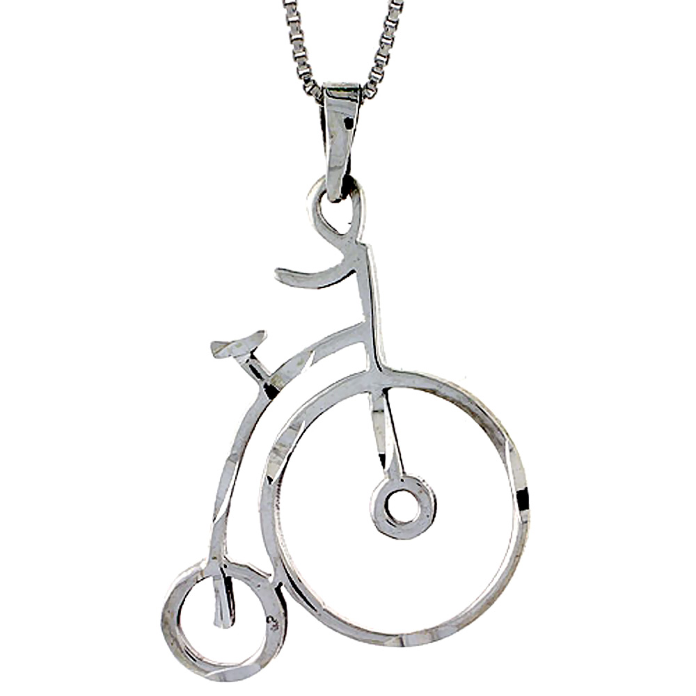 Sterling Silver Bicycle Pendant 1 1/2 inch
