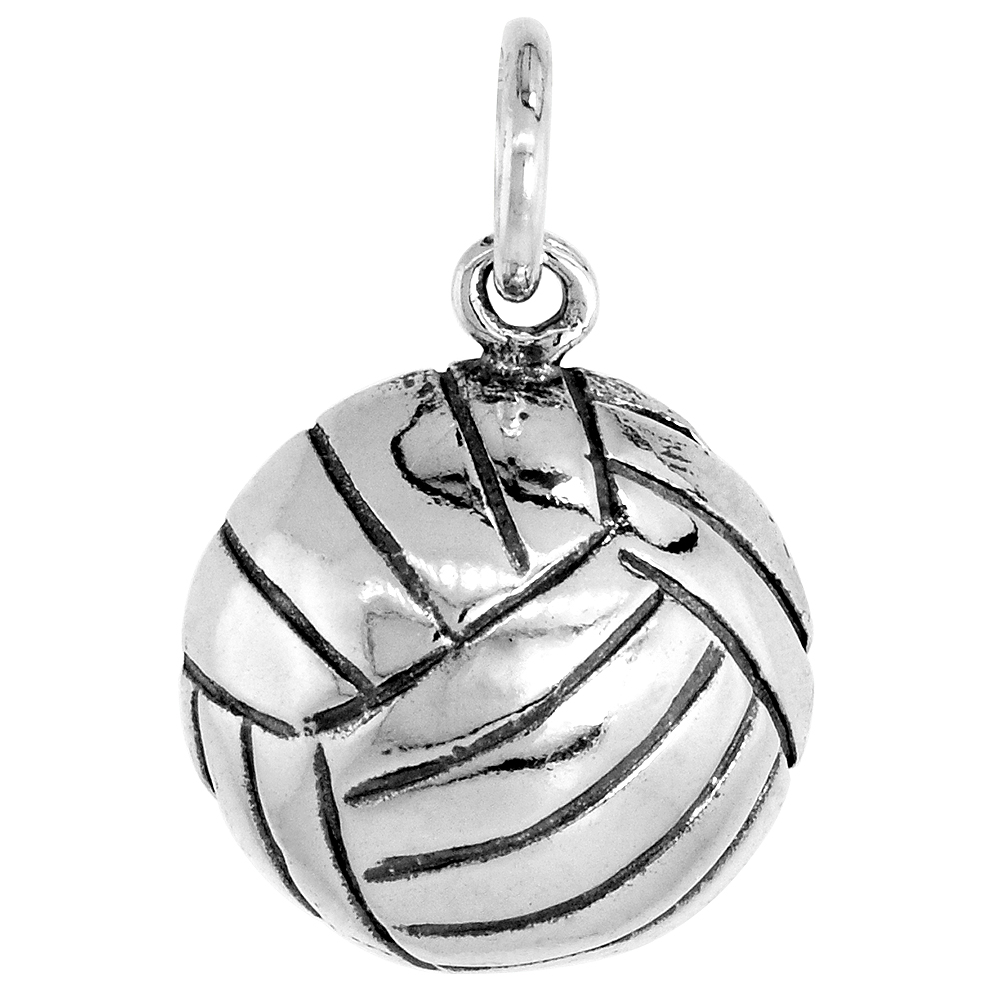 Sterling Silver Volleyball Pendant 7/8 inch