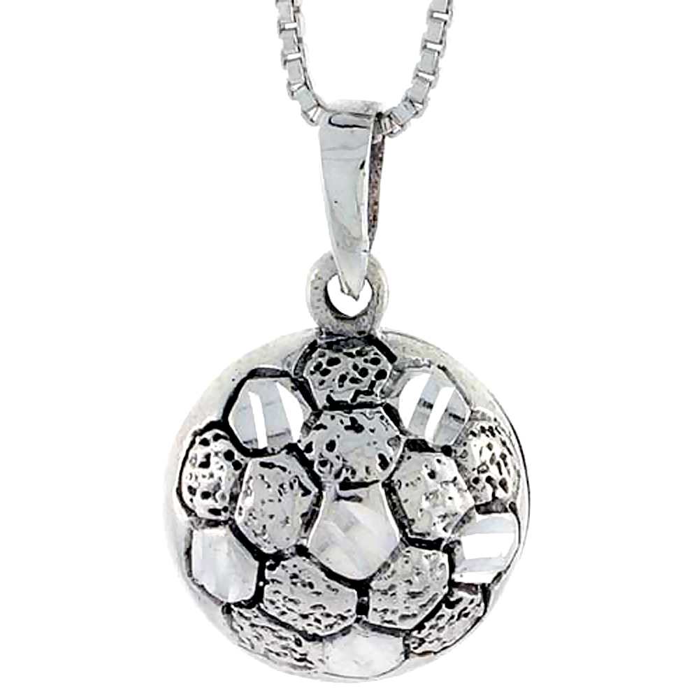 Sterling Silver Soccer Ball Pendant 7/8 inch