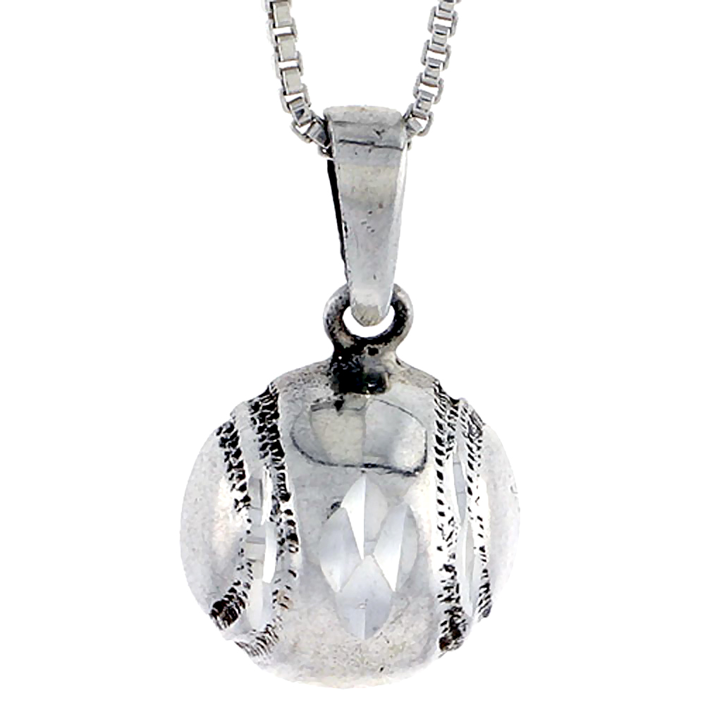 Sterling Silver Baseball Pendant 3/4 inch