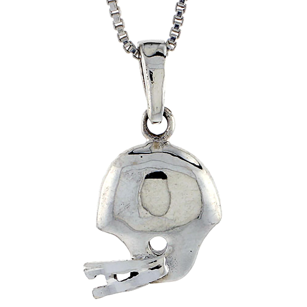 Sterling Silver Football Helmet Pendant 1 inch