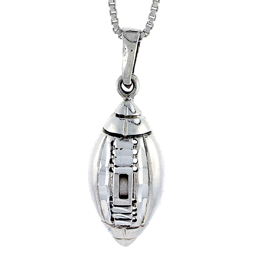 Sterling Silver Football Pendant 1 1/8 inch