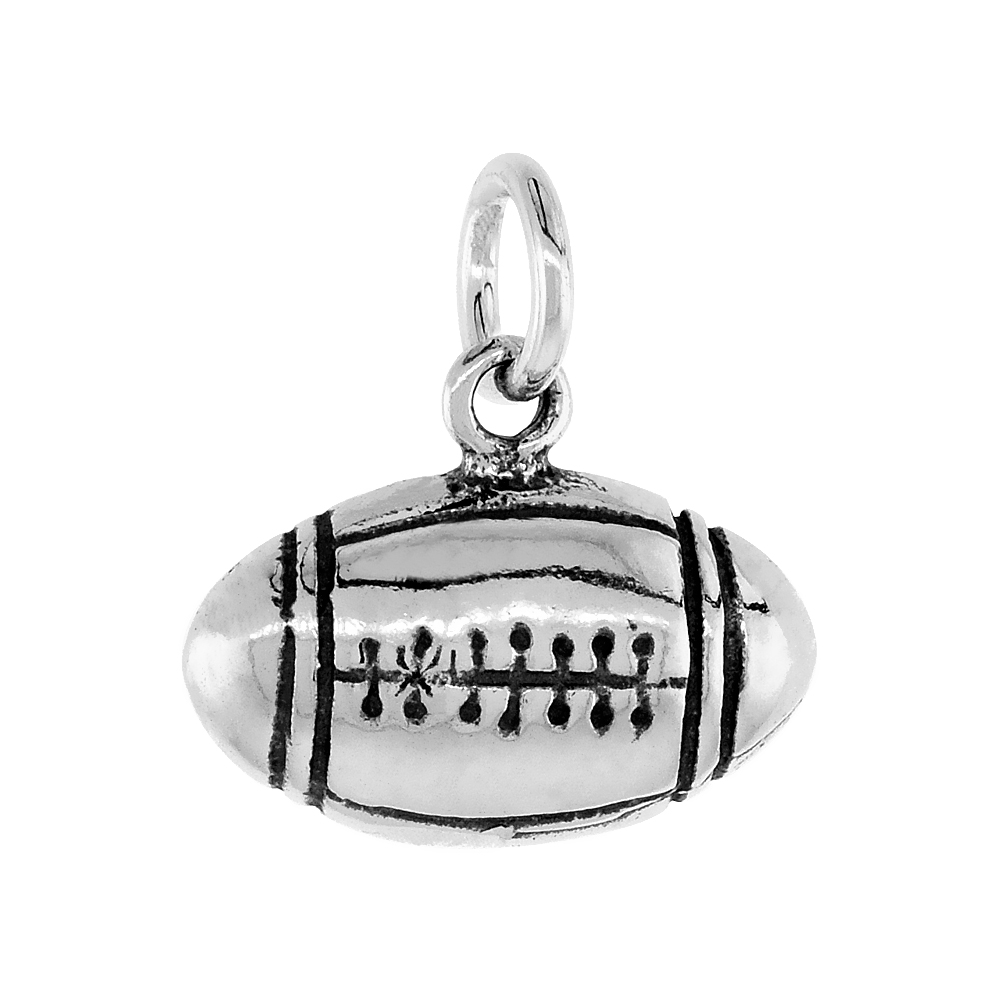 Sterling Silver Football Pendant 3/4 inch