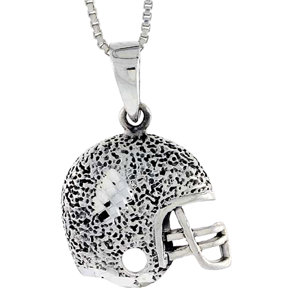 Sterling Silver Football Helmet Pendant 1 inch