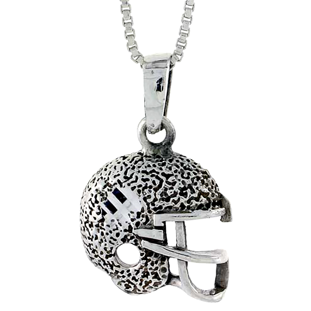 Sterling Silver Football Helmet Pendant 1 inch