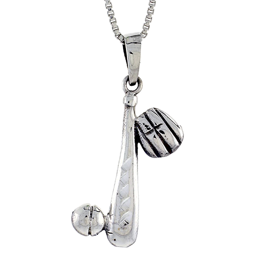 Sterling Silver Baseball Pendant 1 1/8 inch