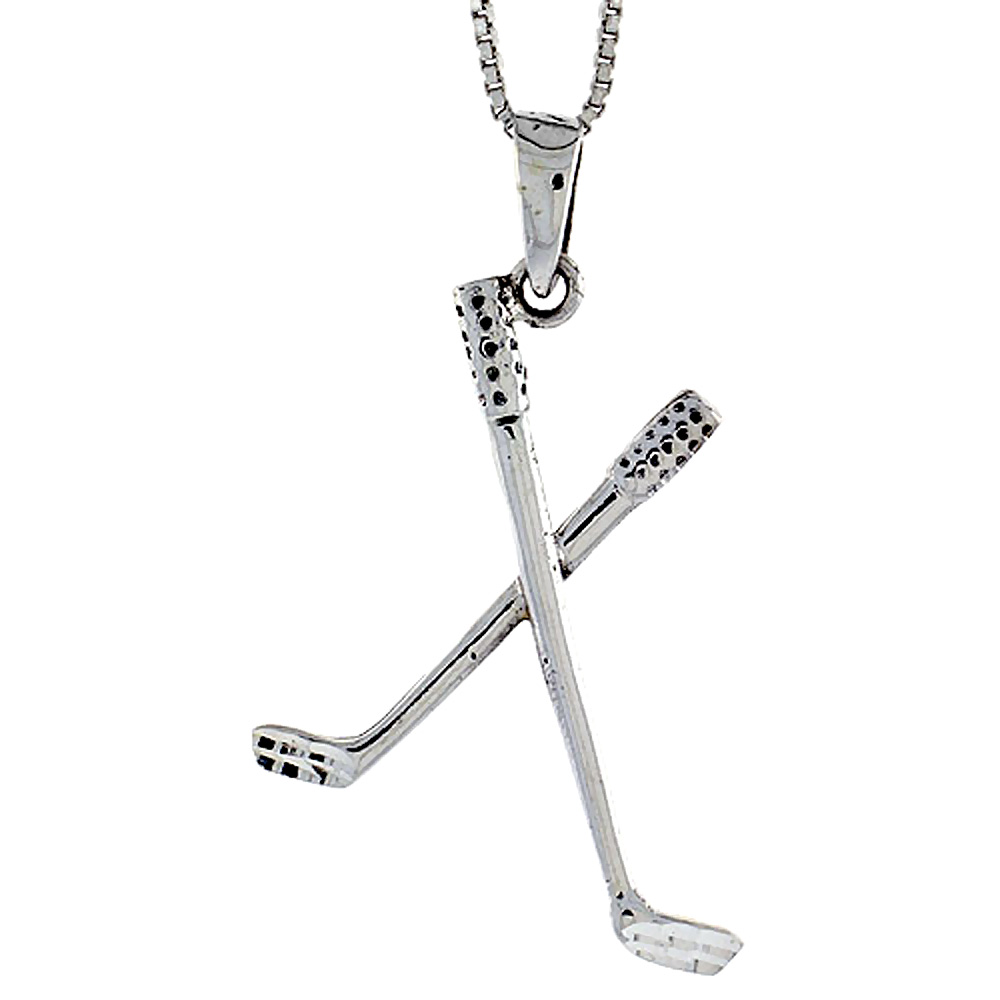 Sterling Silver Golf Clubs Pendant 1 1/2 inch