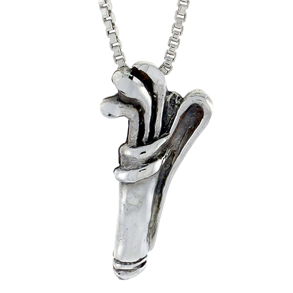 Sterling Silver Antique Golf Bag Club Pendant 3/4 inch