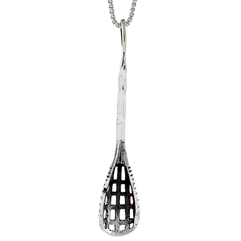 Sterling Silver Lacrosse Pendant 1 1/4 inch