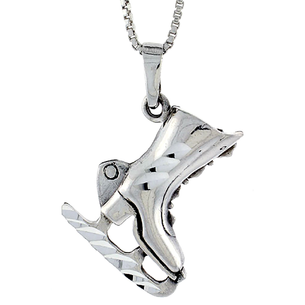 Sterling Silver Ice Skates Pendant 1 1/16 inch