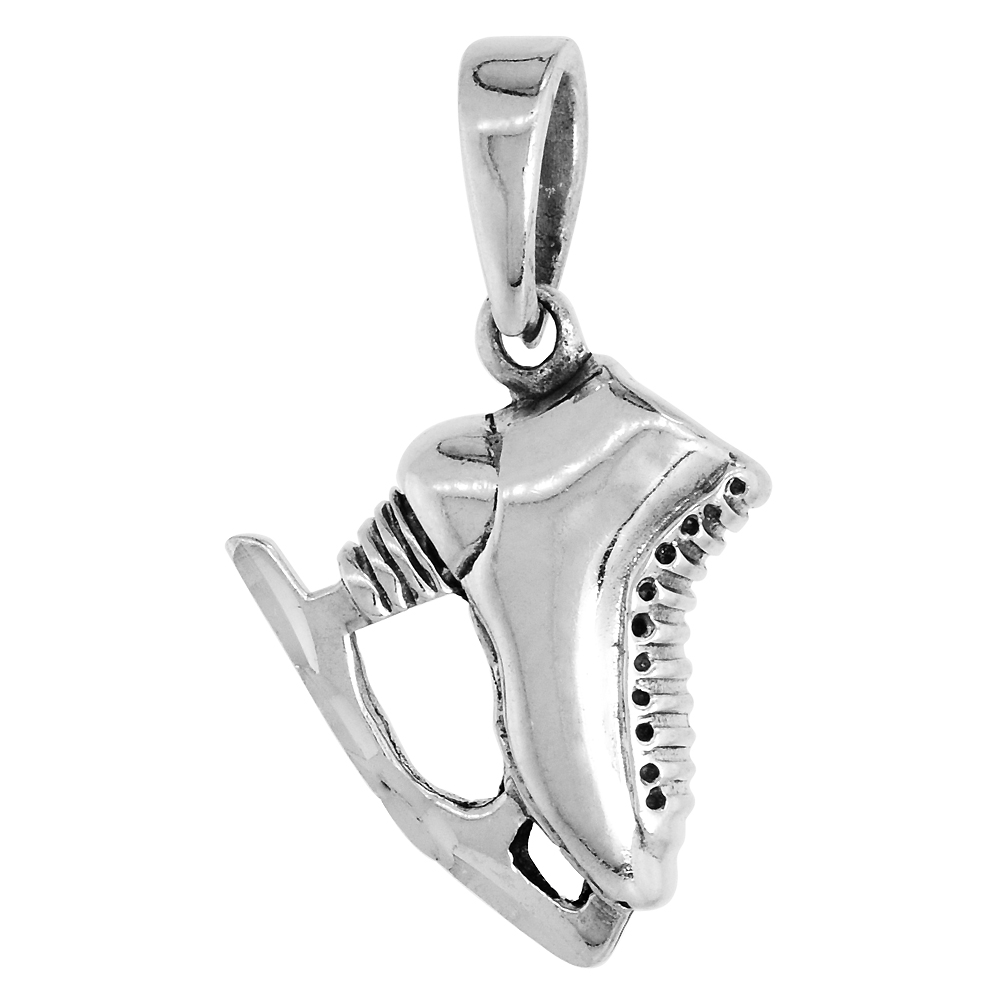 Sterling Silver Ice Skates Pendant 3/4 inch tall