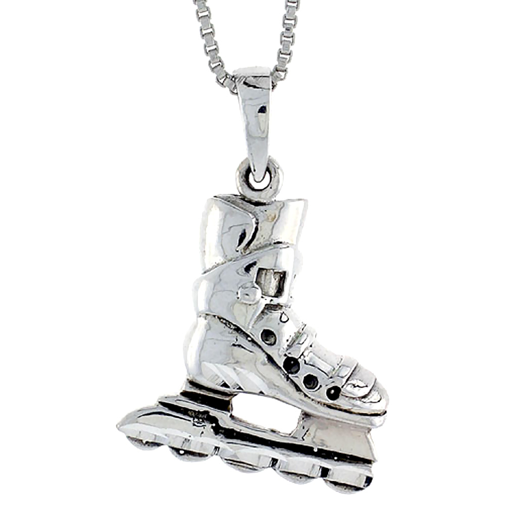 Sterling Silver Roller Blades Pendant 1 1/16 inch