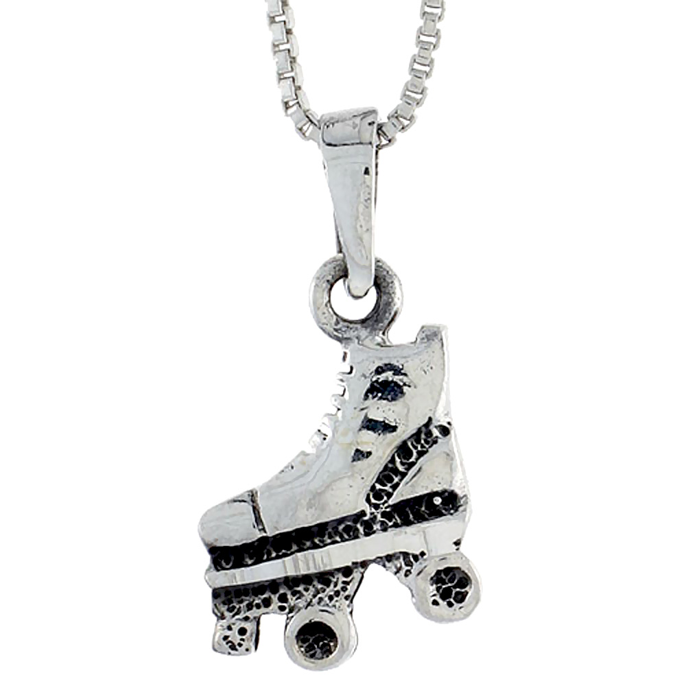 Sterling Silver Roller Skates Pendant 3/4 inch